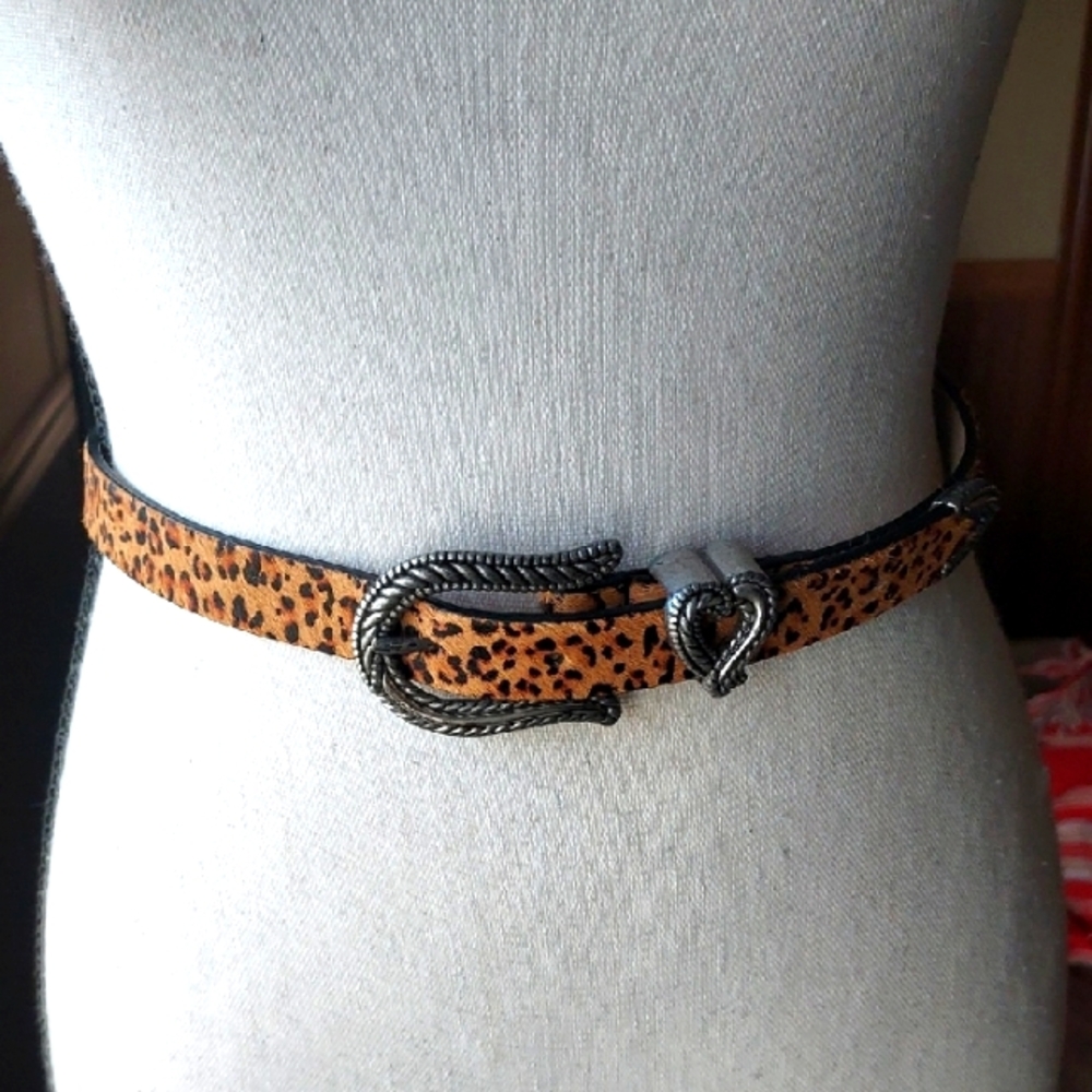 Chico's Brown and Silver Animal Print Belt